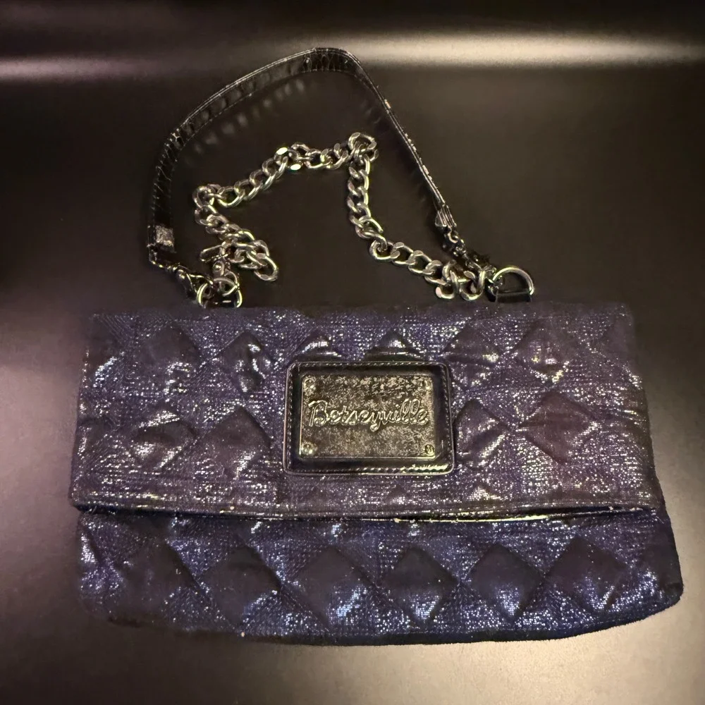Betseyville Betsey Johnson Purple Quilted Metallic Faux Leather Bag Womens Small